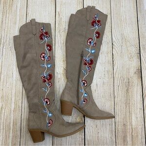 Embroidered Over The Knee Carlos by Carlos Santana Heeled Boots